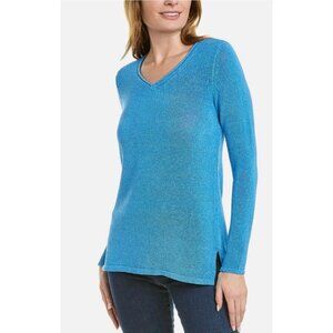 J McLaughlin Size Small Blue Havana Yarn Cotton Blend Knit Long Sleeve Sweater